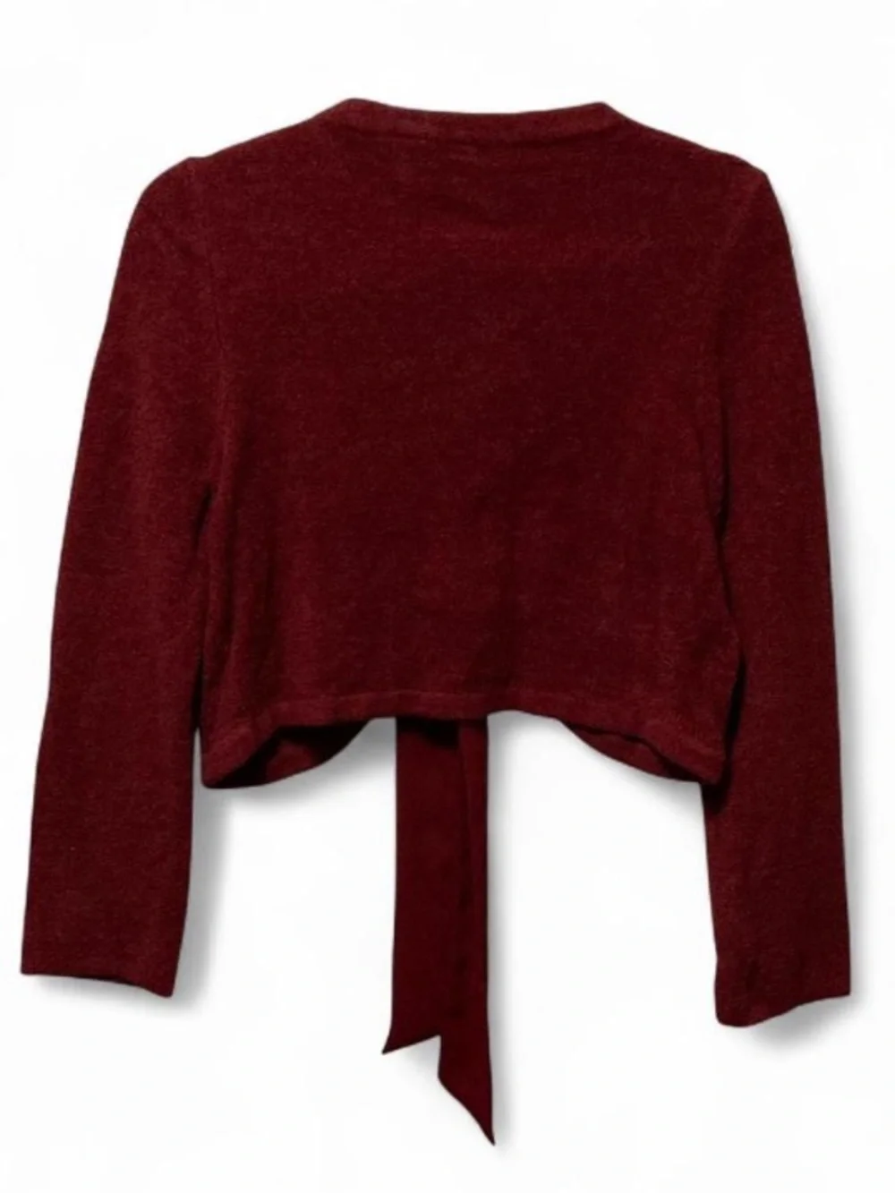 Anthropologie Wine Burgundy Tie-Front Women's Sweater - Picture 7 of 7
